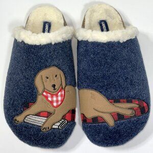 Lands End Labrador Dog Sherpa Lined Felt Clog Cork House Slipper Slip-on Shoes 8